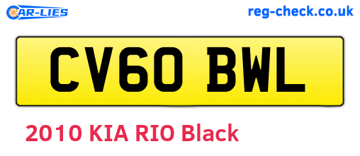 CV60BWL are the vehicle registration plates.