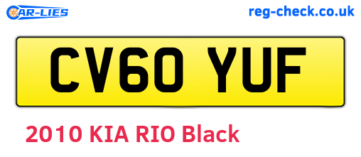 CV60YUF are the vehicle registration plates.
