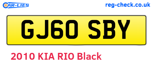 GJ60SBY are the vehicle registration plates.