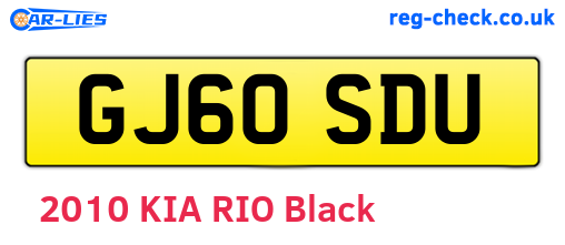 GJ60SDU are the vehicle registration plates.