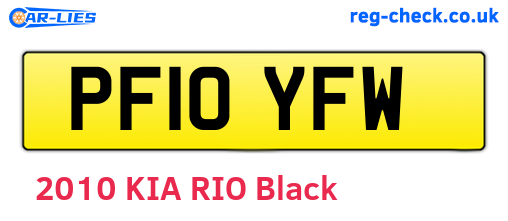 PF10YFW are the vehicle registration plates.