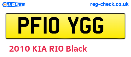 PF10YGG are the vehicle registration plates.