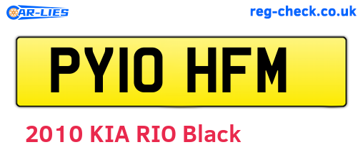 PY10HFM are the vehicle registration plates.