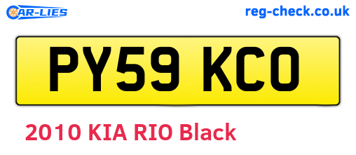 PY59KCO are the vehicle registration plates.