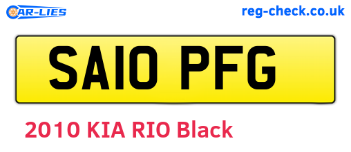 SA10PFG are the vehicle registration plates.