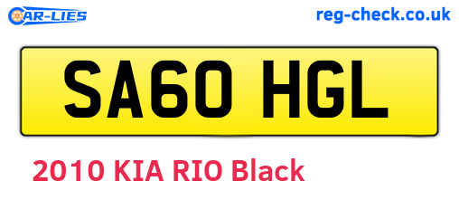 SA60HGL are the vehicle registration plates.