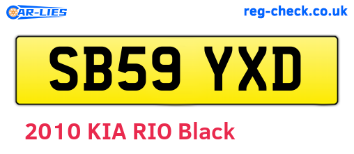 SB59YXD are the vehicle registration plates.