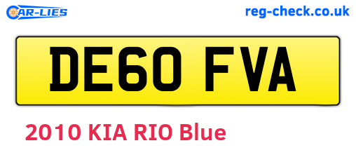 DE60FVA are the vehicle registration plates.