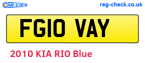 FG10VAY are the vehicle registration plates.