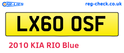 LX60OSF are the vehicle registration plates.