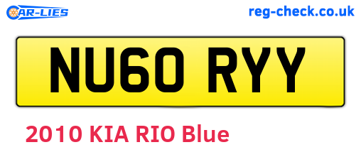 NU60RYY are the vehicle registration plates.