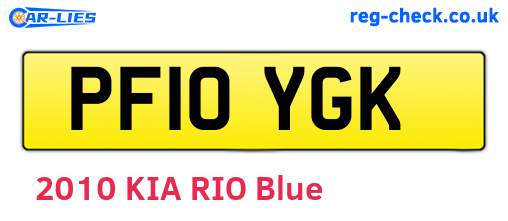 PF10YGK are the vehicle registration plates.