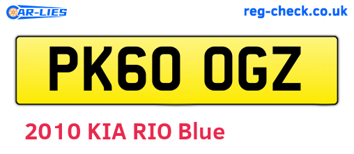 PK60OGZ are the vehicle registration plates.