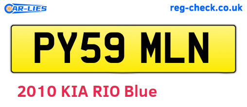 PY59MLN are the vehicle registration plates.
