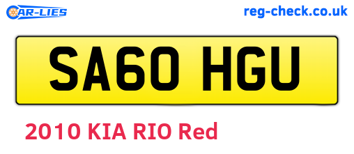 SA60HGU are the vehicle registration plates.