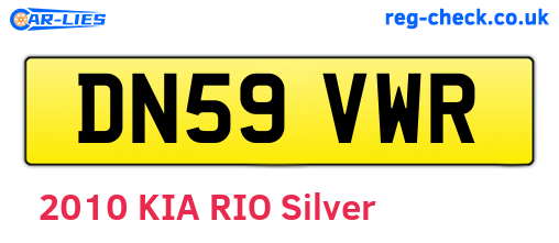 DN59VWR are the vehicle registration plates.