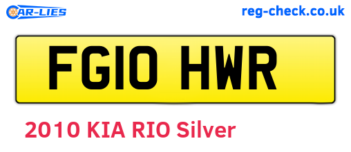 FG10HWR are the vehicle registration plates.