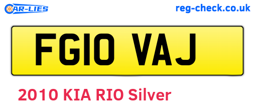 FG10VAJ are the vehicle registration plates.