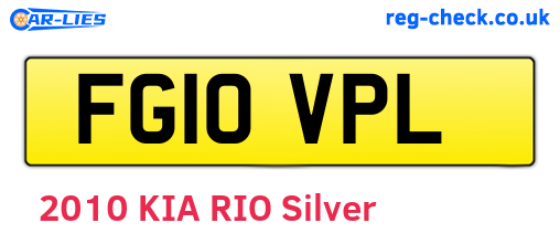 FG10VPL are the vehicle registration plates.