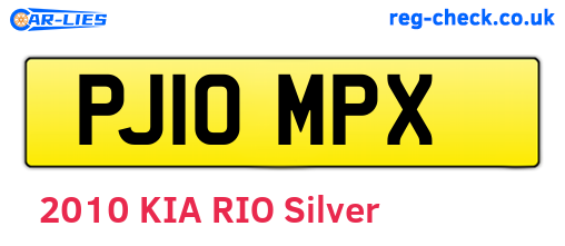 PJ10MPX are the vehicle registration plates.
