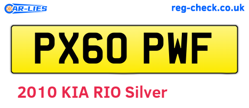 PX60PWF are the vehicle registration plates.