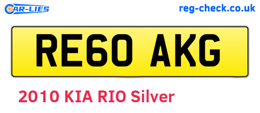 RE60AKG are the vehicle registration plates.