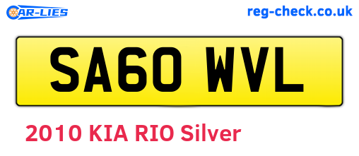 SA60WVL are the vehicle registration plates.