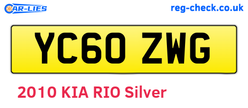 YC60ZWG are the vehicle registration plates.