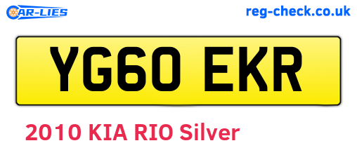 YG60EKR are the vehicle registration plates.