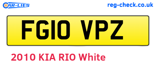 FG10VPZ are the vehicle registration plates.