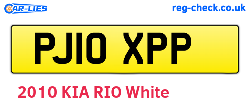 PJ10XPP are the vehicle registration plates.