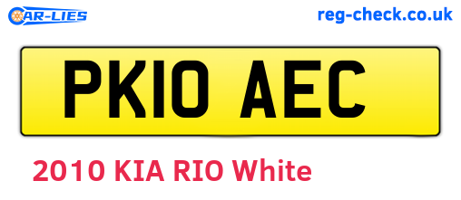 PK10AEC are the vehicle registration plates.