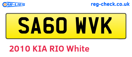 SA60WVK are the vehicle registration plates.