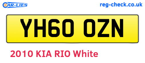 YH60OZN are the vehicle registration plates.