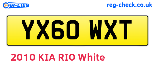 YX60WXT are the vehicle registration plates.