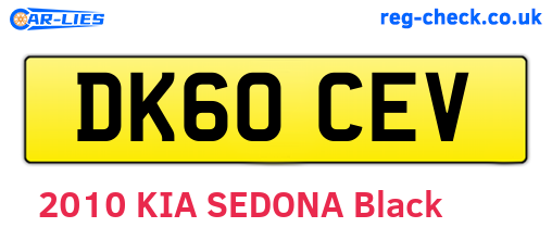 DK60CEV are the vehicle registration plates.