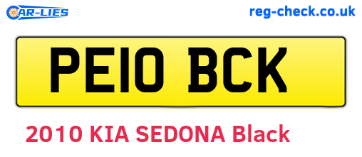 PE10BCK are the vehicle registration plates.