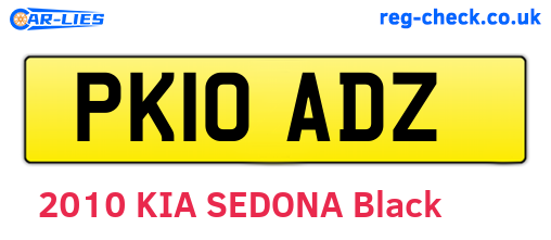 PK10ADZ are the vehicle registration plates.