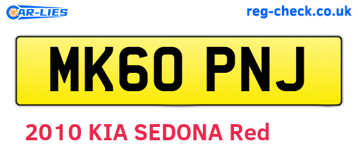 MK60PNJ are the vehicle registration plates.