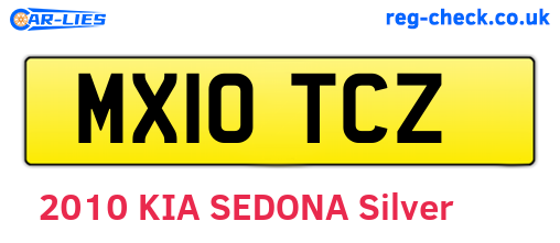MX10TCZ are the vehicle registration plates.