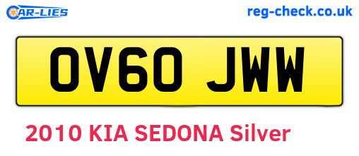 OV60JWW are the vehicle registration plates.