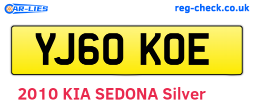 YJ60KOE are the vehicle registration plates.