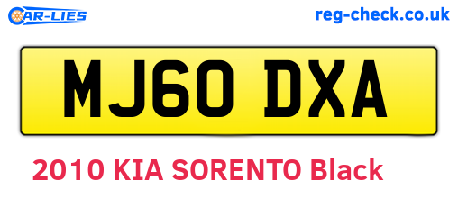 MJ60DXA are the vehicle registration plates.