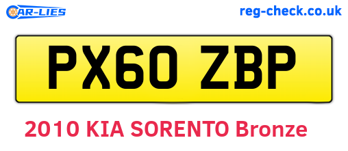 PX60ZBP are the vehicle registration plates.