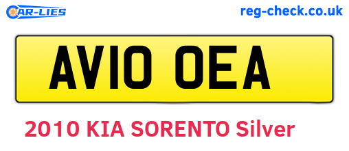AV10OEA are the vehicle registration plates.