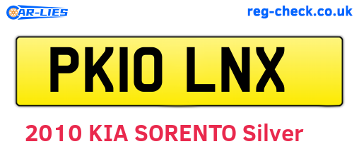 PK10LNX are the vehicle registration plates.