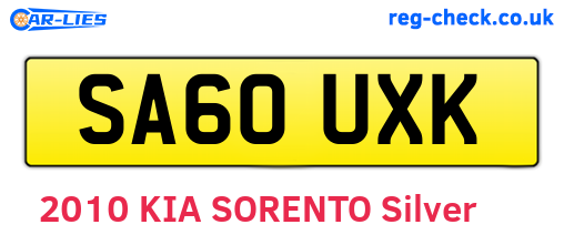 SA60UXK are the vehicle registration plates.