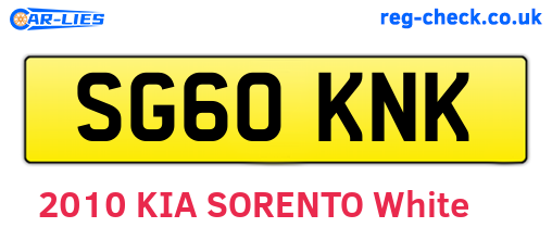 SG60KNK are the vehicle registration plates.