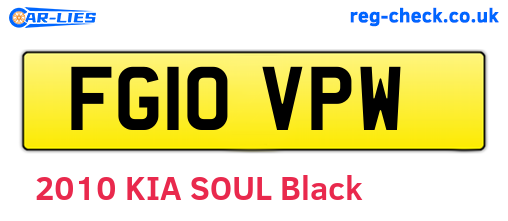 FG10VPW are the vehicle registration plates.