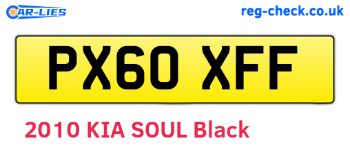 PX60XFF are the vehicle registration plates.